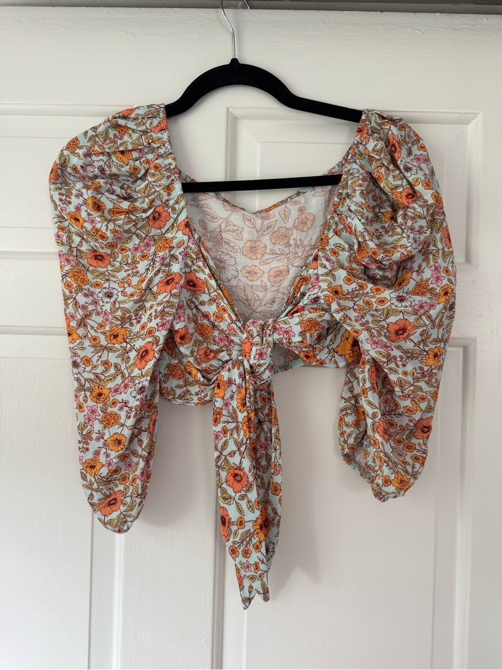 Maaji Floral Tie-Front Puff Sleeve Top & skirt